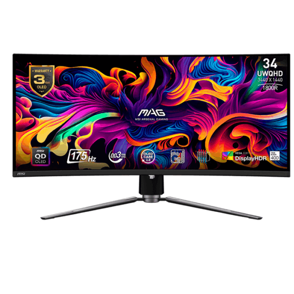 Monitor curvo gaming MSI MAG 341CQP QD-OLED 34"/QD-OLED/1800R/175Hz/HDMI x2/DP x1/USB-C x1