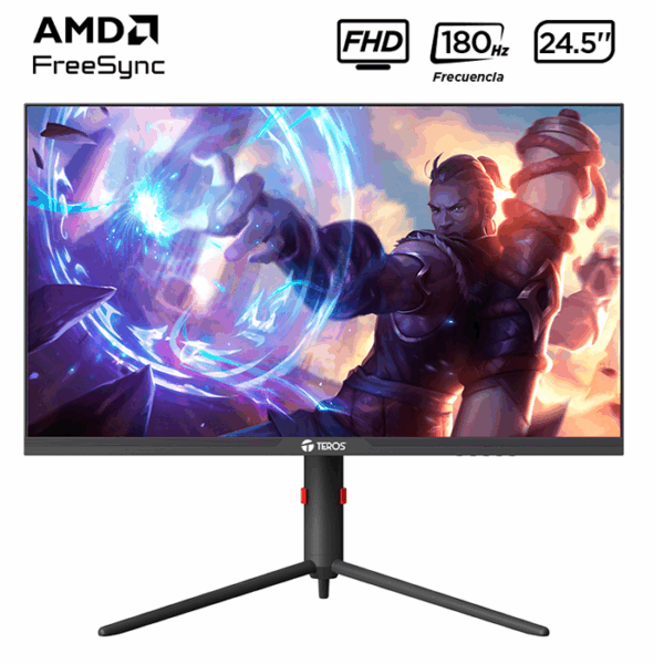 Monitor plano gaming TEROS TE-2474G, 24.5" FHD IPS, 180Hz, 1 ms, HDMI, DP