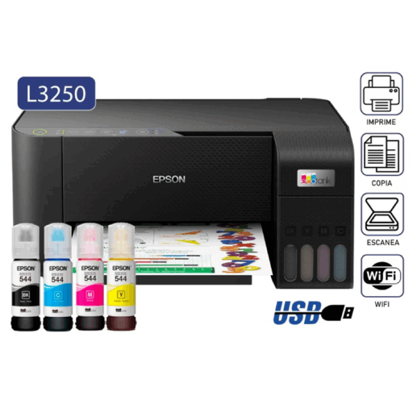 Multifuncional de tinta Epson L3250, USB de alta velocidad (compatible con USB 2.0)
