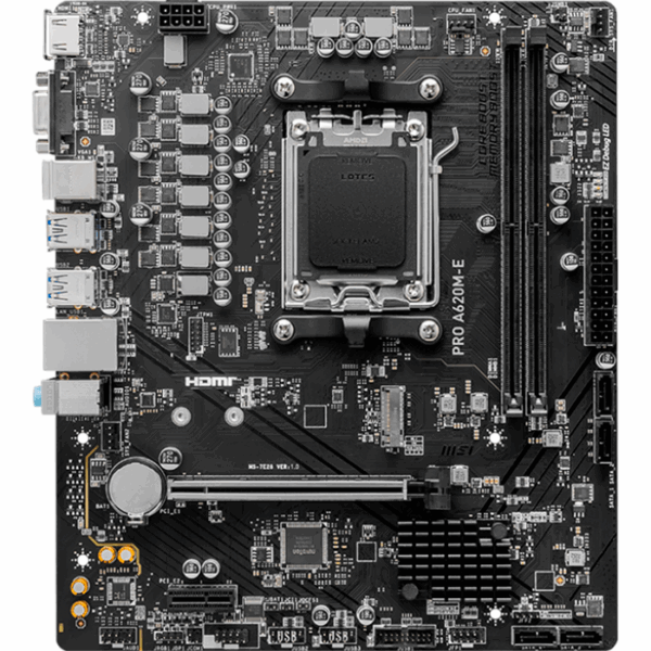 Motherboard MSI PRO A620M-E, Chipset AMD A620, Socket AM5, HDMI, VGA, mATX