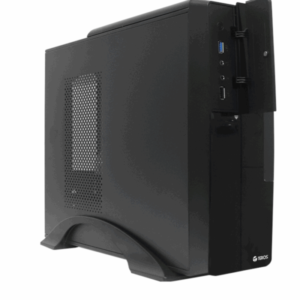 Case TEROS TE-1039S, Slim, 250 W, USB 3.0 / USB 2.0, audio HD, DVD, negro