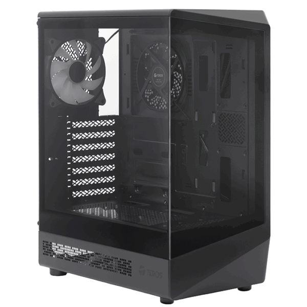 Case gamer TEROS TE-1321G, Mid Tower, USB 3.0 / USB 2.0, audio, ventilador ARGB, negro