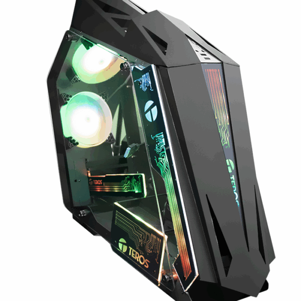 Case gamer TEROS TE-1314G, Mid Tower, USB 3.0 / USB 2.0, audio, ventilador ARGB, negro