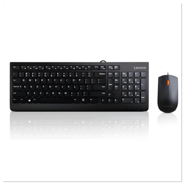 Kit Combo Teclado + Mouse Lenovo 300, Interfaz USB, Ambidiestro, Diseño elegante.