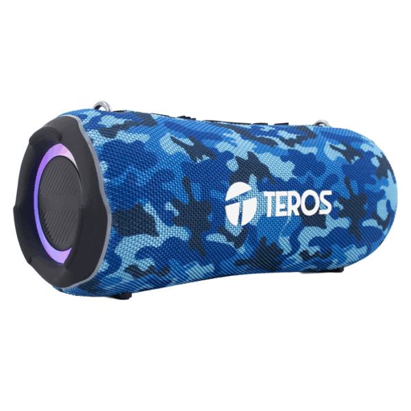 Parlante TEROS Ultra TE-6046BM, BT 5.3, RGB, TWS, color azul militar camuflado