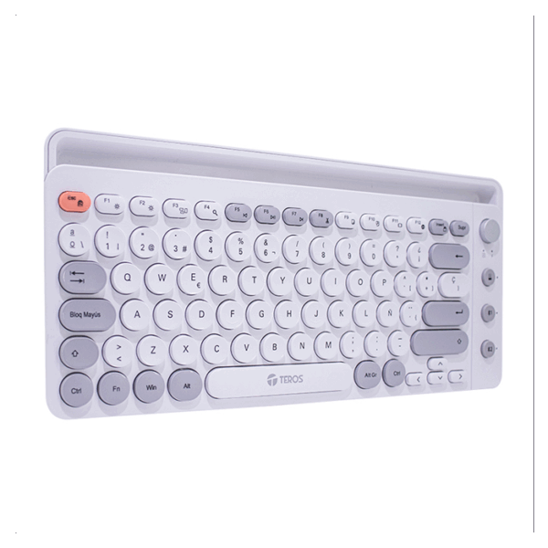 Teclado inalámbrico TEROS TE-4070S, 2.4 GHz, bluetooth 3.0 / 5.2, 80 teclas, blanco