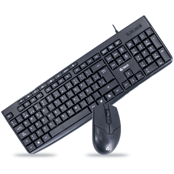 Kit teclado y mouse TEROS TE-5012S, USB, 1000 DPI, 3 botones, 105 + 8 teclas, negro